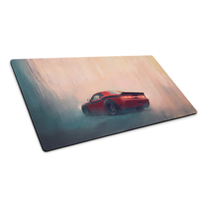 Dodge Challenger Inspired TorRed T/A Stripe Desk Mat – Low-Friction Cloth Setup Mousepad