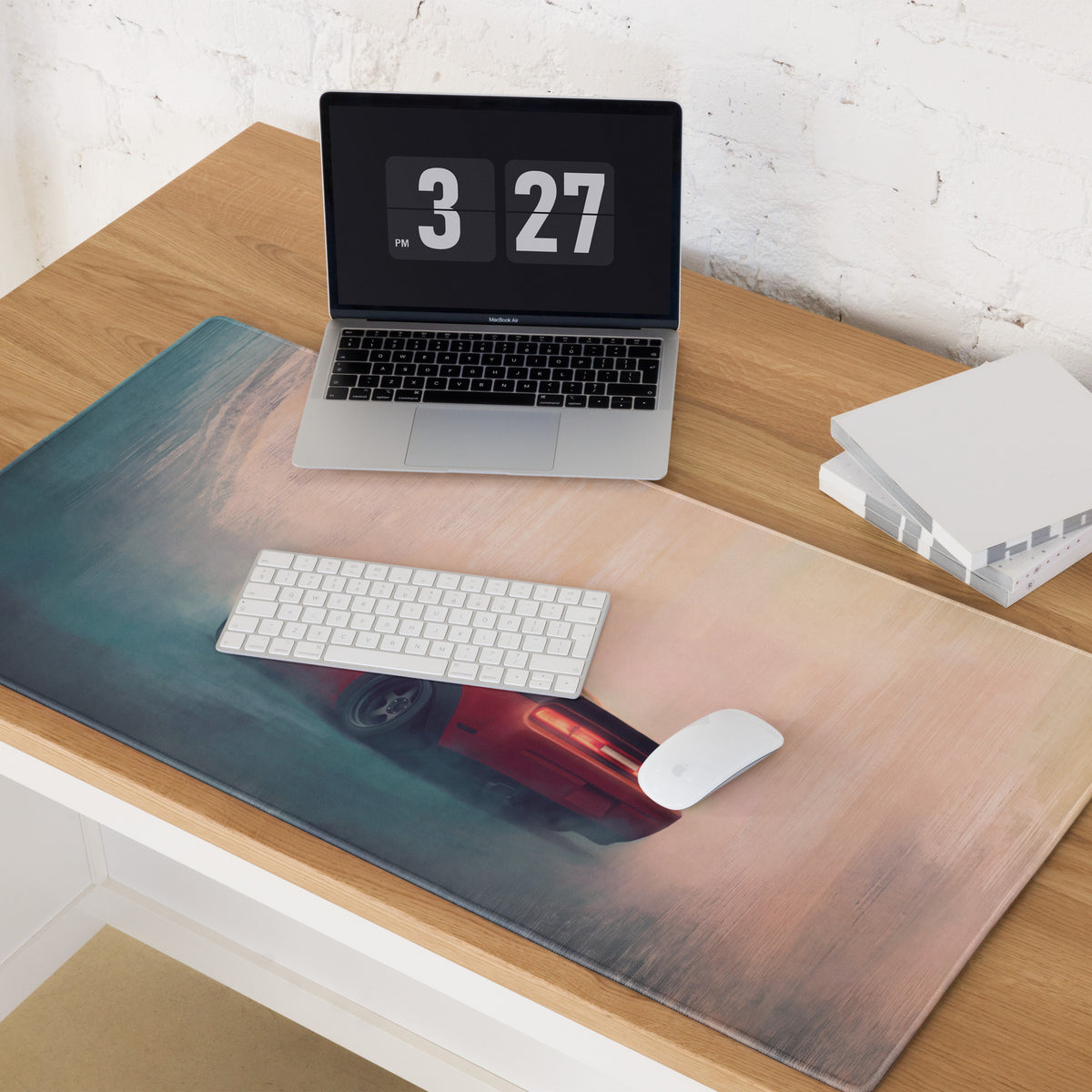 Dodge Challenger Inspired TorRed T/A Stripe Desk Mat – Low-Friction Cloth Setup Mousepad