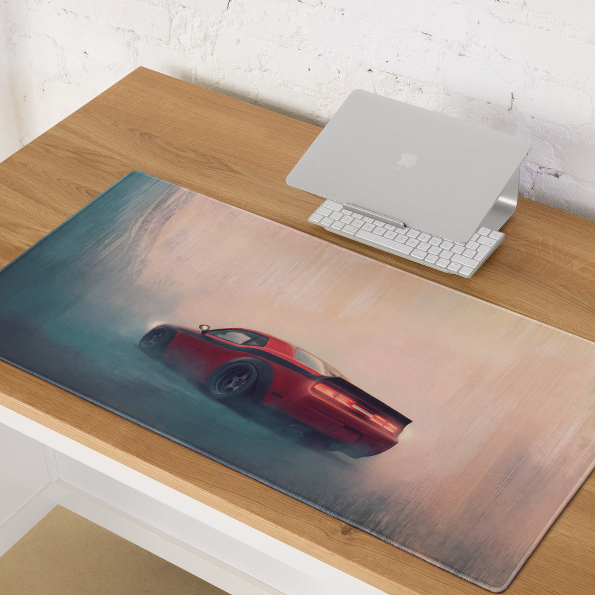 Dodge Challenger Inspired TorRed T/A Stripe Desk Mat – Low-Friction Cloth Setup Mousepad
