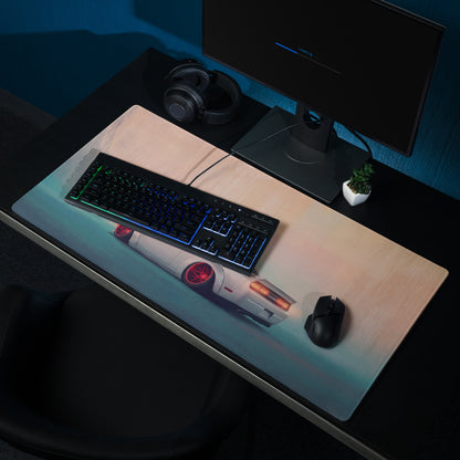 Dodge Challenger Inspired Pearl Red Rim Rear Desk Pad – Extended Non-Slip PC Mouse Mat