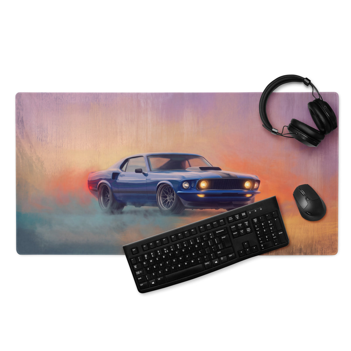 Ford Mustang Inspired Acapulco Blue Mach 1 Desk Pad – Ultra-Glide Stitched Edge Gaming Mouse Mat