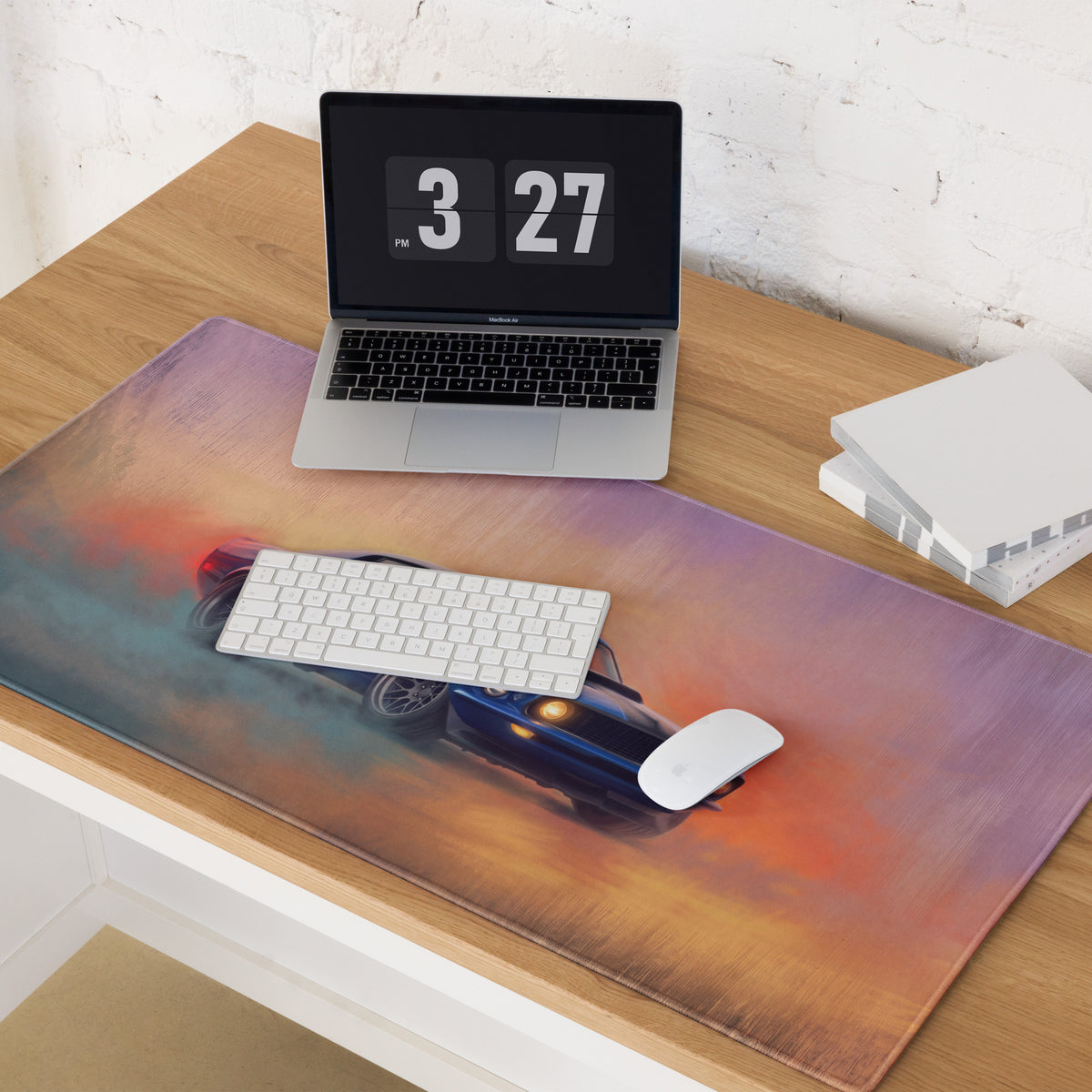 Ford Mustang Inspired Acapulco Blue Mach 1 Desk Pad – Ultra-Glide Stitched Edge Gaming Mouse Mat