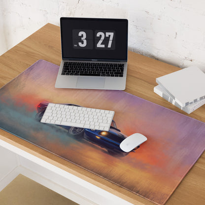 Ford Mustang Inspired Acapulco Blue Mach 1 Desk Pad – Ultra-Glide Stitched Edge Gaming Mouse Mat