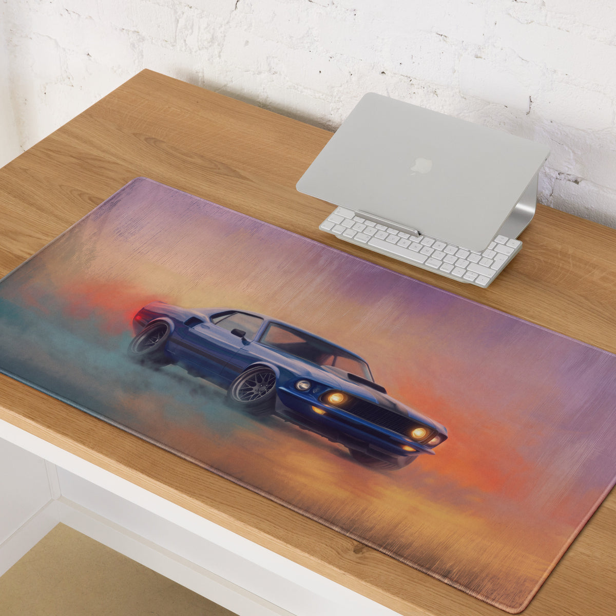 Ford Mustang Inspired Acapulco Blue Mach 1 Desk Pad – Ultra-Glide Stitched Edge Gaming Mouse Mat