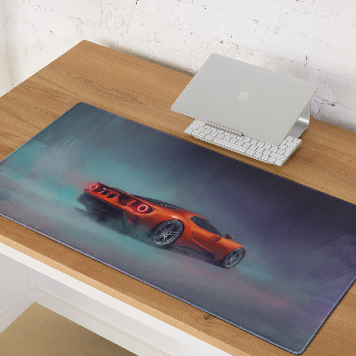 Ford GT Inspired Competition Orange Rear Desk Mat – Low-Friction Cloth Setup Mousepad