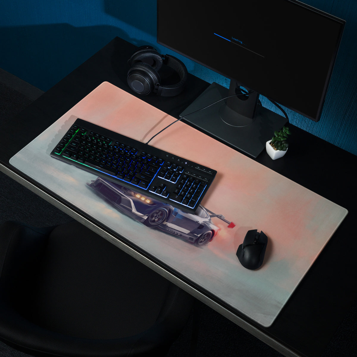 Ford Mustang Inspired Performance Blue GT3 Desk Pad – Extended Non-Slip PC Mouse Mat