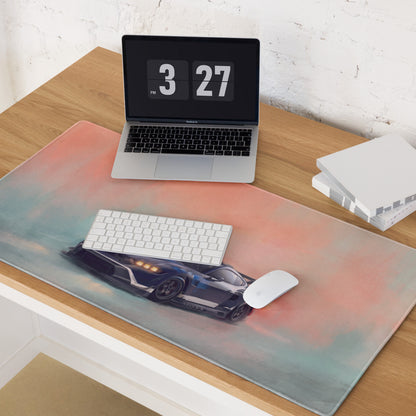 Ford Mustang Inspired Performance Blue GT3 Desk Pad – Extended Non-Slip PC Mouse Mat