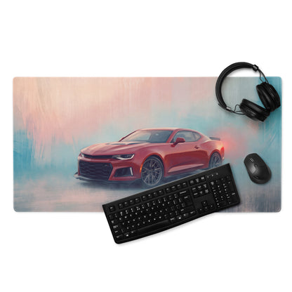 Chevrolet Camaro Inspired Crimson ZL1 Desk Mat – High-Precision XL Gaming Mousepad
