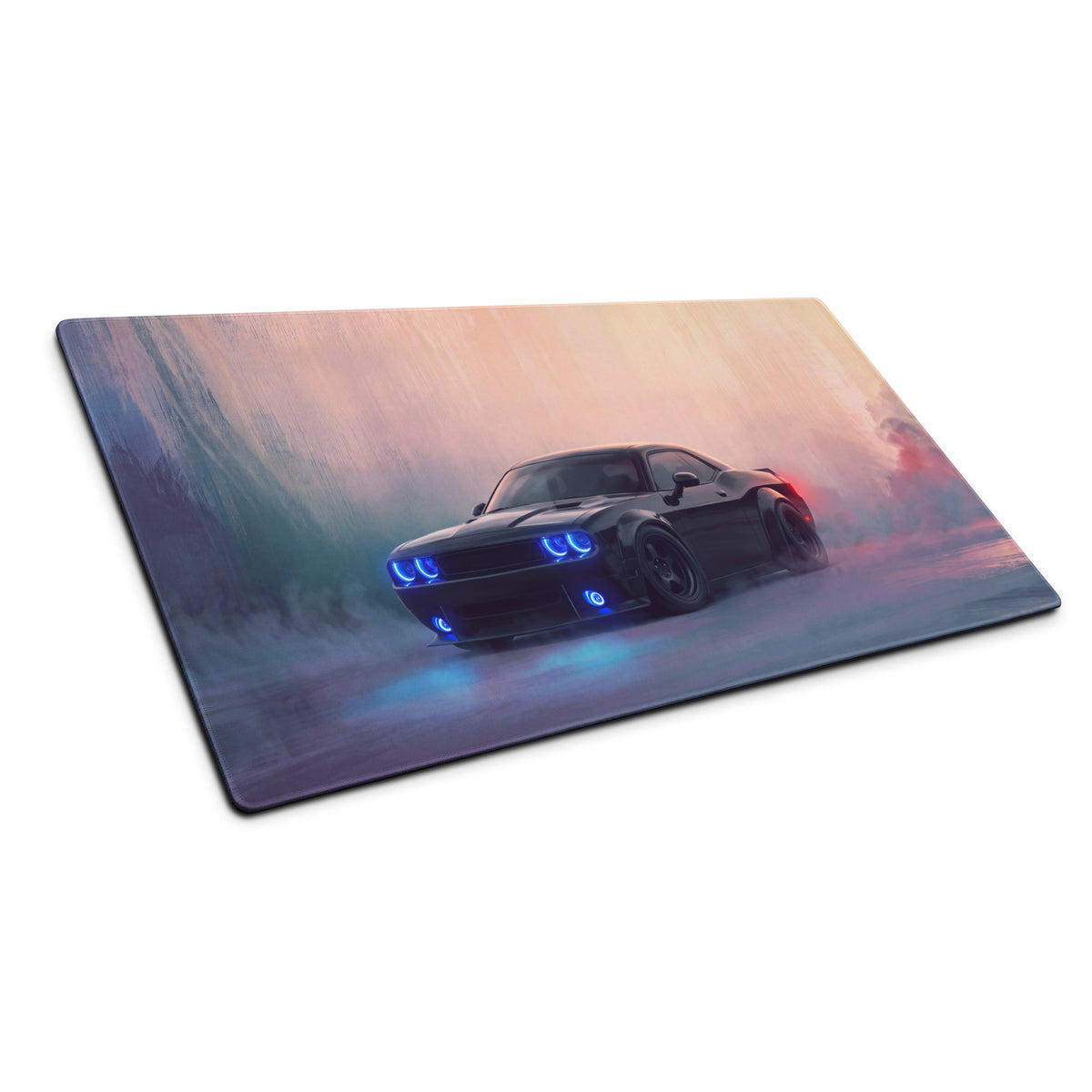 Dodge Challenger Inspired Pitch Black Halo Desk Pad – Ultra-Glide Stitched Edge Gaming Mouse Mat