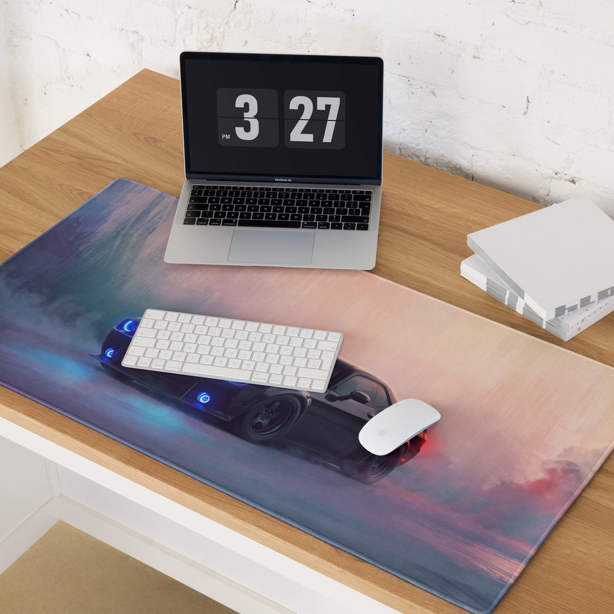 Dodge Challenger Inspired Pitch Black Halo Desk Pad – Ultra-Glide Stitched Edge Gaming Mouse Mat