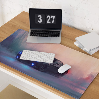 Dodge Challenger Inspired Pitch Black Halo Desk Pad – Ultra-Glide Stitched Edge Gaming Mouse Mat