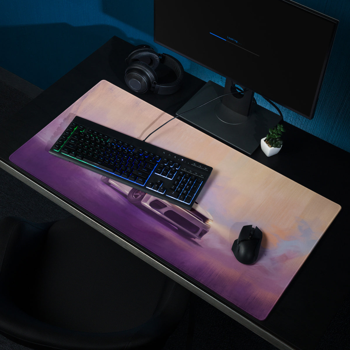 Dodge Charger Inspired White Knuckle Widebody Desk Mat – Low-Friction Cloth Setup Mousepad