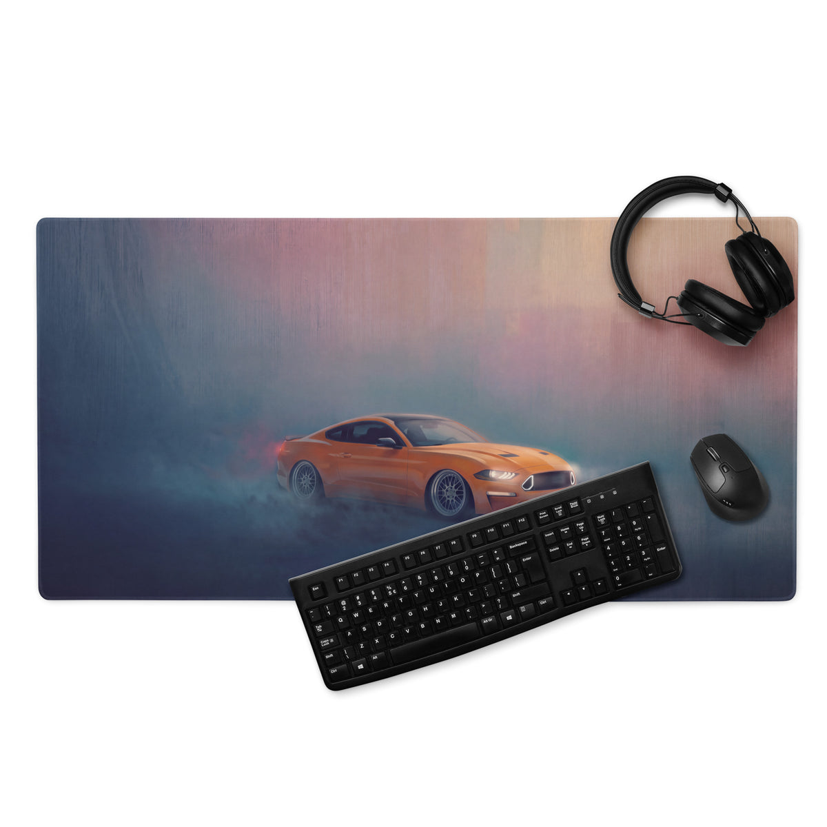 Ford Mustang Inspired Twister Orange Drift Desk Mat – High-Precision XL Gaming Mousepad