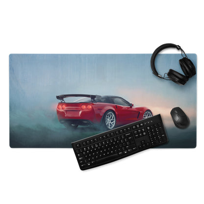 Chevrolet Corvette C6 Inspired Victory Red Wing Desk Mat – Low-Friction Cloth Setup Mousepad