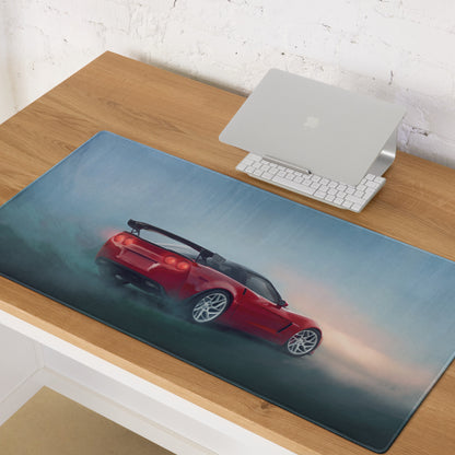 Chevrolet Corvette C6 Inspired Victory Red Wing Desk Mat – Low-Friction Cloth Setup Mousepad
