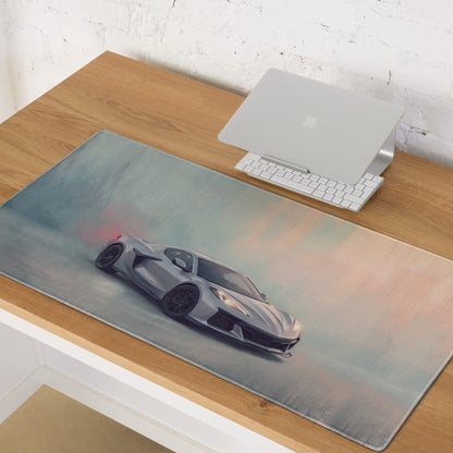 Chevrolet Corvette C8 Inspired Hypersonic Gray Desk Pad – Extended Non-Slip PC Mouse Mat