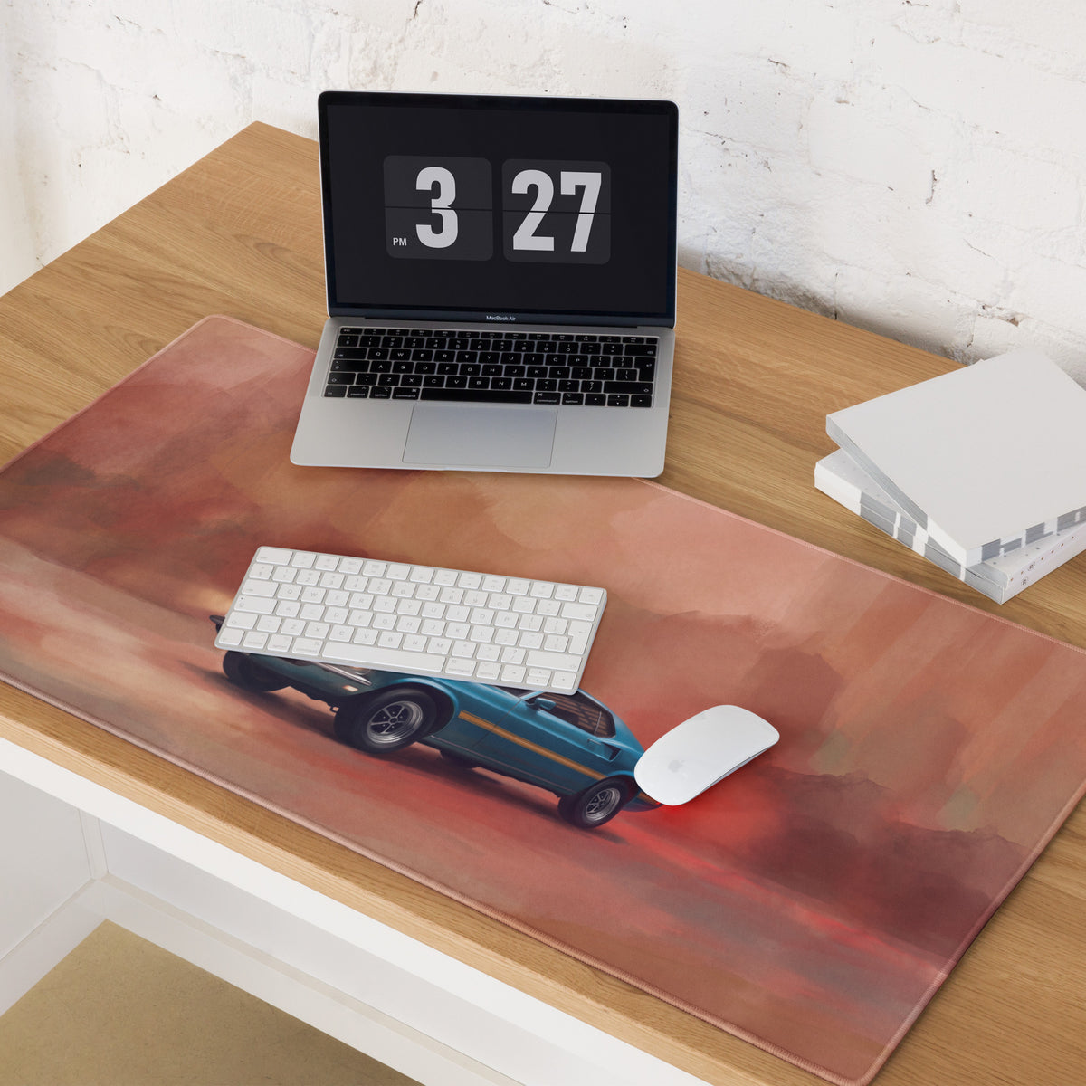Ford Mustang Inspired Classic Teal Mach 1 Desk Mat – High-Precision XL Gaming Mousepad