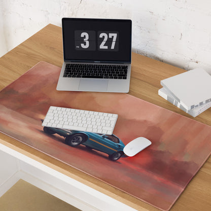Ford Mustang Inspired Classic Teal Mach 1 Desk Mat – High-Precision XL Gaming Mousepad