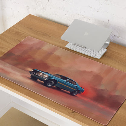 Ford Mustang Inspired Classic Teal Mach 1 Desk Mat – High-Precision XL Gaming Mousepad