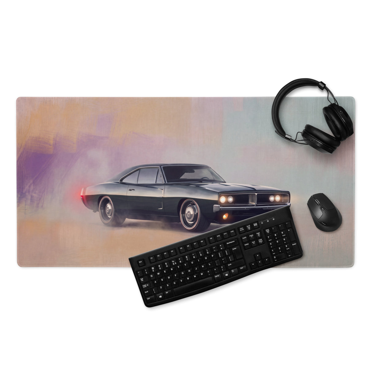 Dodge Charger Inspired Midnight Classic Restomod Desk Pad – Extended Non-Slip PC Mouse Mat