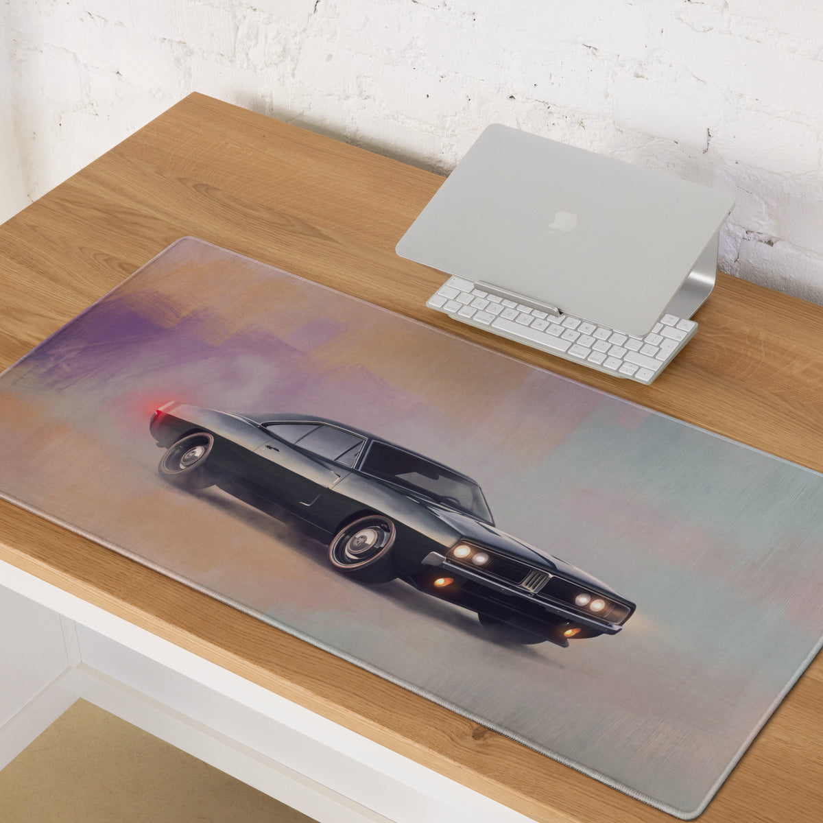 Dodge Charger Inspired Midnight Classic Restomod Desk Pad – Extended Non-Slip PC Mouse Mat