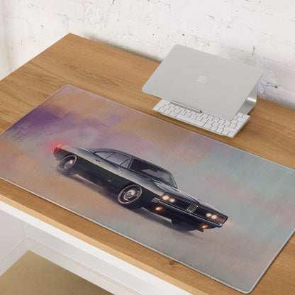 Dodge Charger Inspired Midnight Classic Restomod Desk Pad – Extended Non-Slip PC Mouse Mat