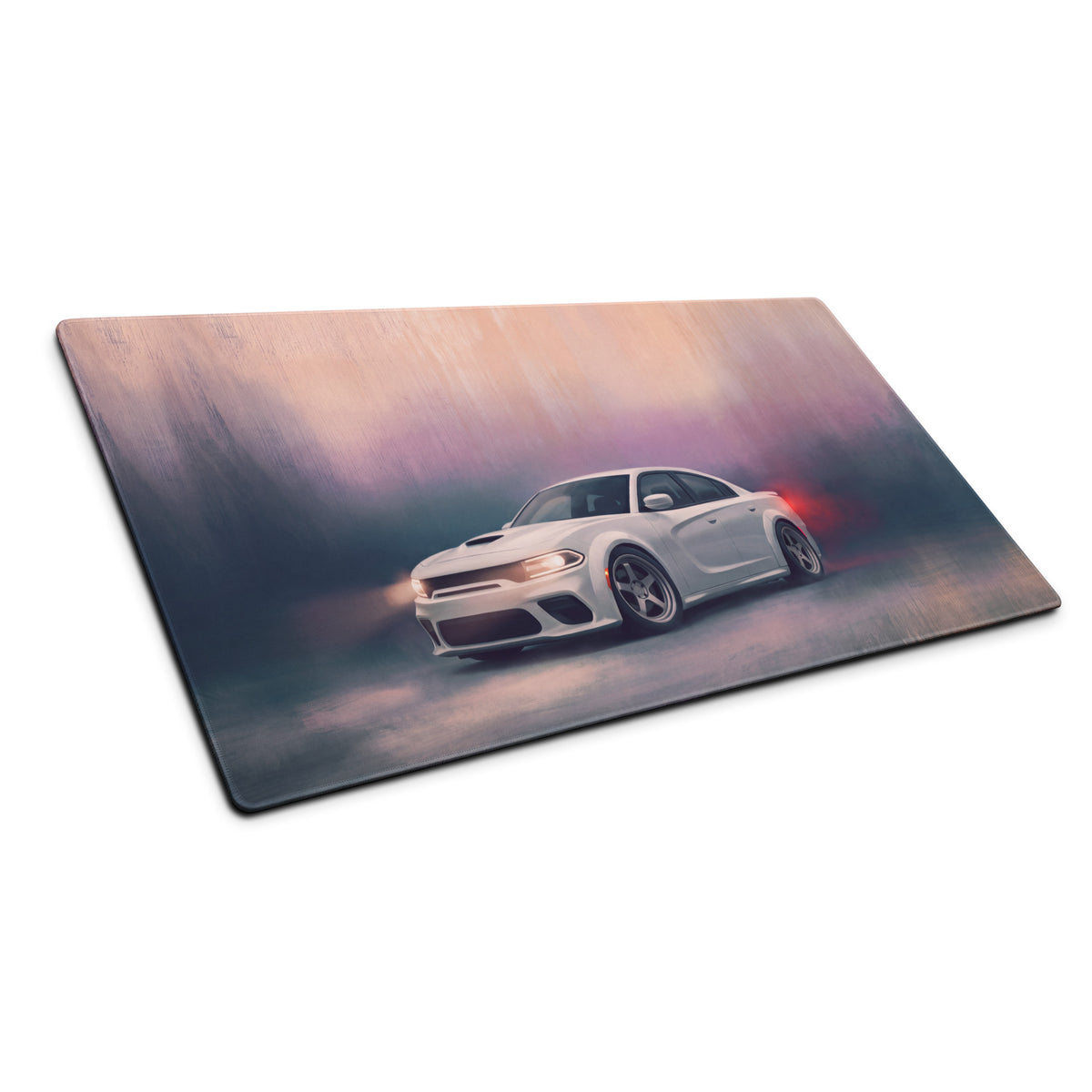 Dodge Charger Inspired White Knuckle SRT Desk Mat – Low-Friction Cloth Setup Mousepad