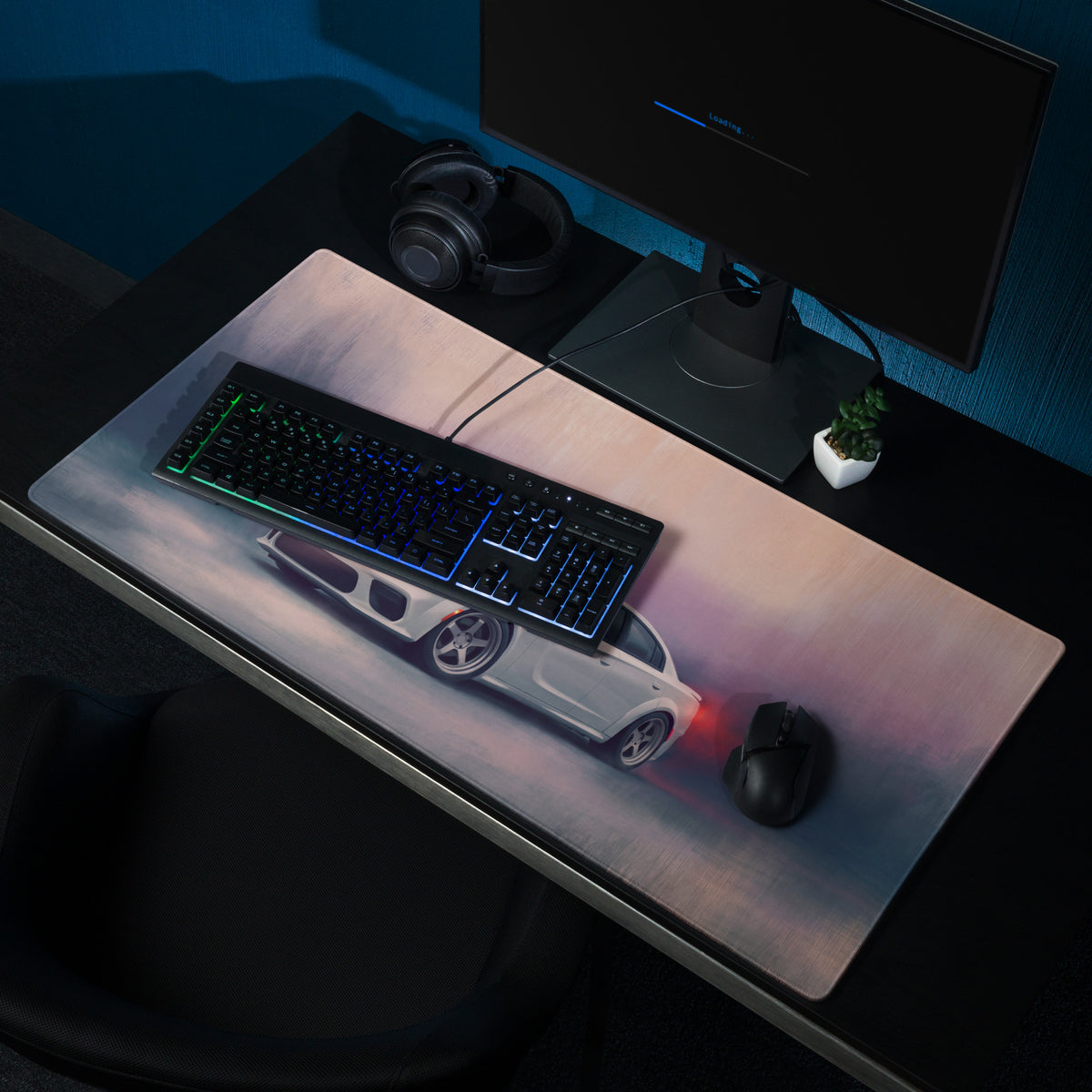 Dodge Charger Inspired White Knuckle SRT Desk Mat – Low-Friction Cloth Setup Mousepad
