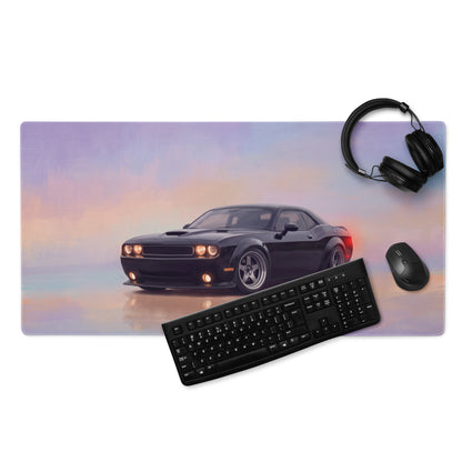 Dodge Challenger Inspired Pitch Black Widebody Desk Pad – Ultra-Glide Stitched Edge Gaming Mouse Mat