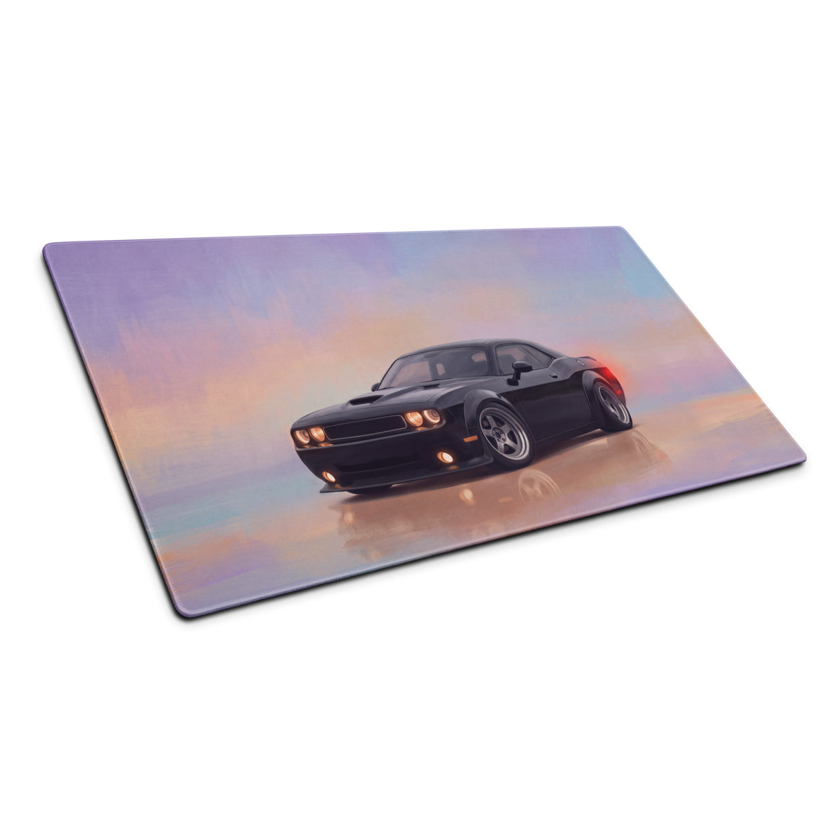 Dodge Challenger Inspired Pitch Black Widebody Desk Pad – Ultra-Glide Stitched Edge Gaming Mouse Mat