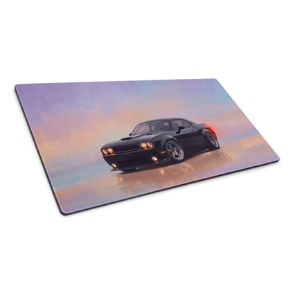 Dodge Challenger Inspired Pitch Black Widebody Desk Pad – Ultra-Glide Stitched Edge Gaming Mouse Mat