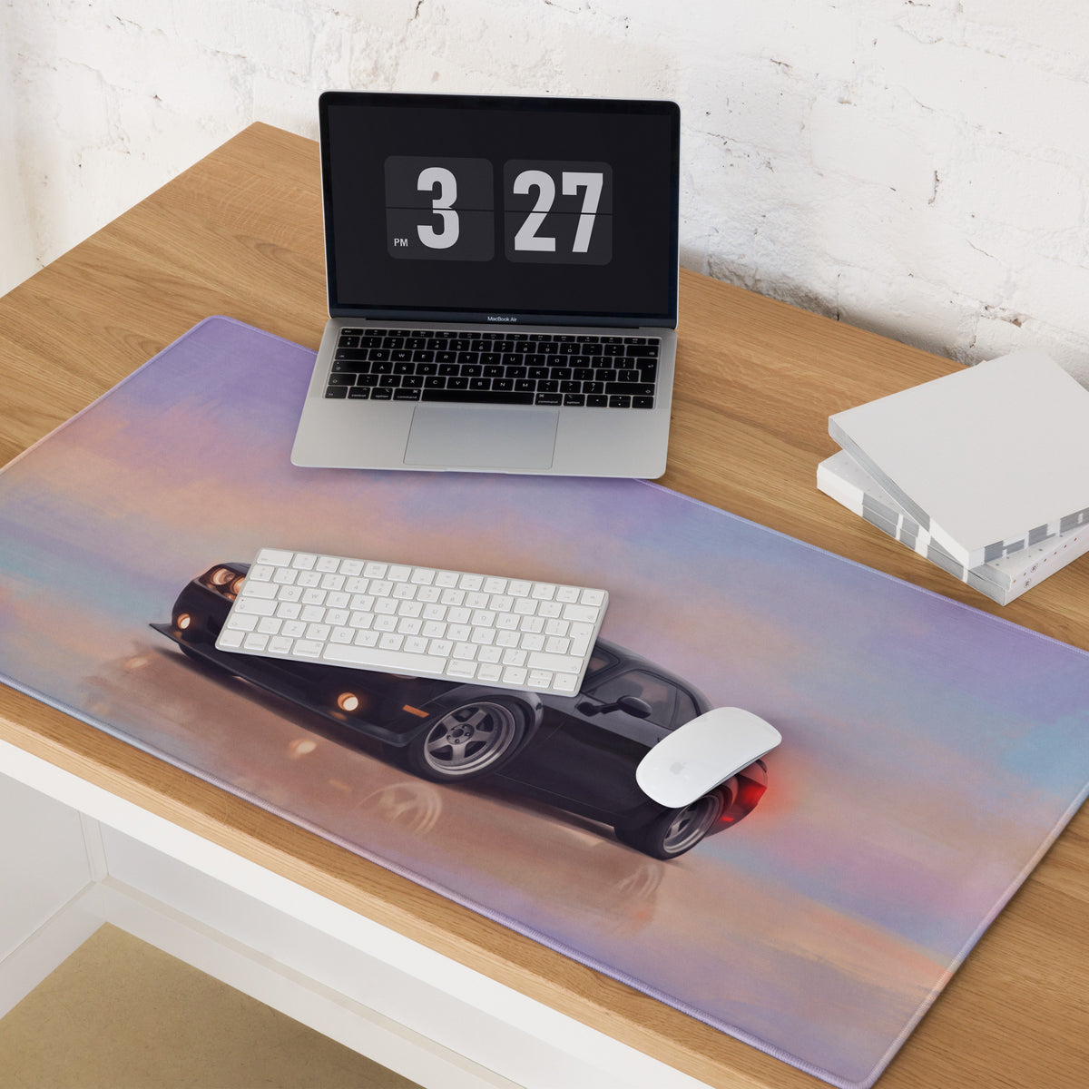 Dodge Challenger Inspired Pitch Black Widebody Desk Pad – Ultra-Glide Stitched Edge Gaming Mouse Mat