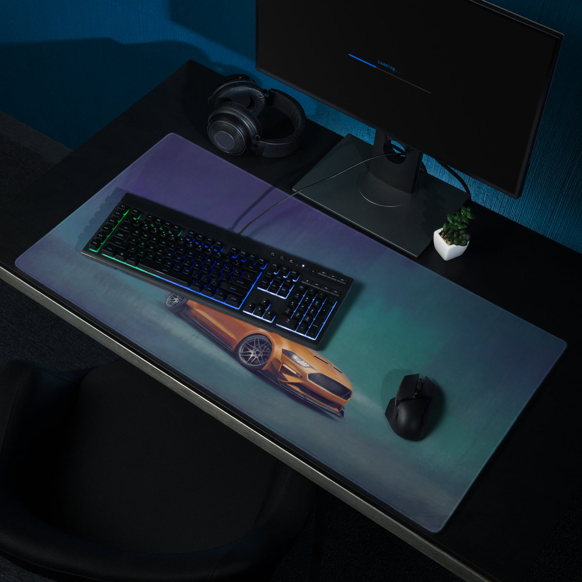 Ford Mustang Inspired Orange Fury Drift Desk Mat – High-Precision XL Gaming Mousepad
