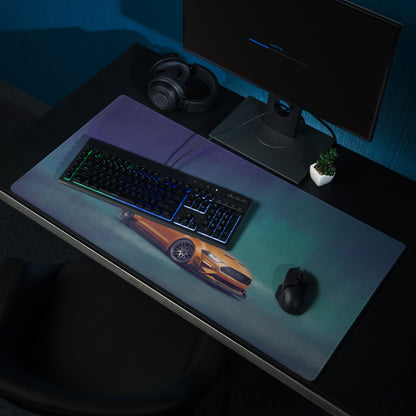 Ford Mustang Inspired Orange Fury Drift Desk Mat – High-Precision XL Gaming Mousepad