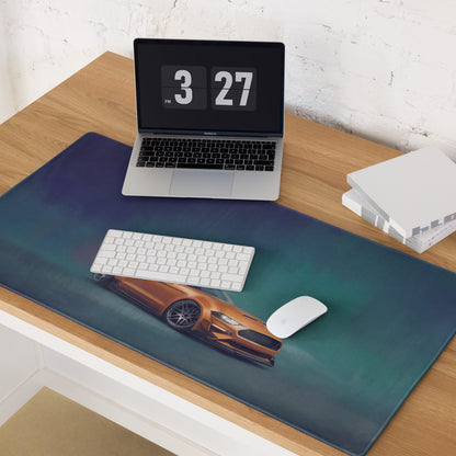 Ford Mustang Inspired Orange Fury Drift Desk Mat – High-Precision XL Gaming Mousepad