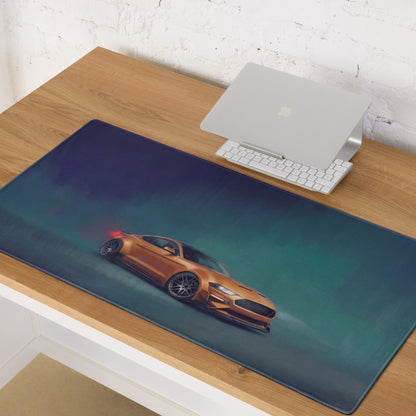 Ford Mustang Inspired Orange Fury Drift Desk Mat – High-Precision XL Gaming Mousepad