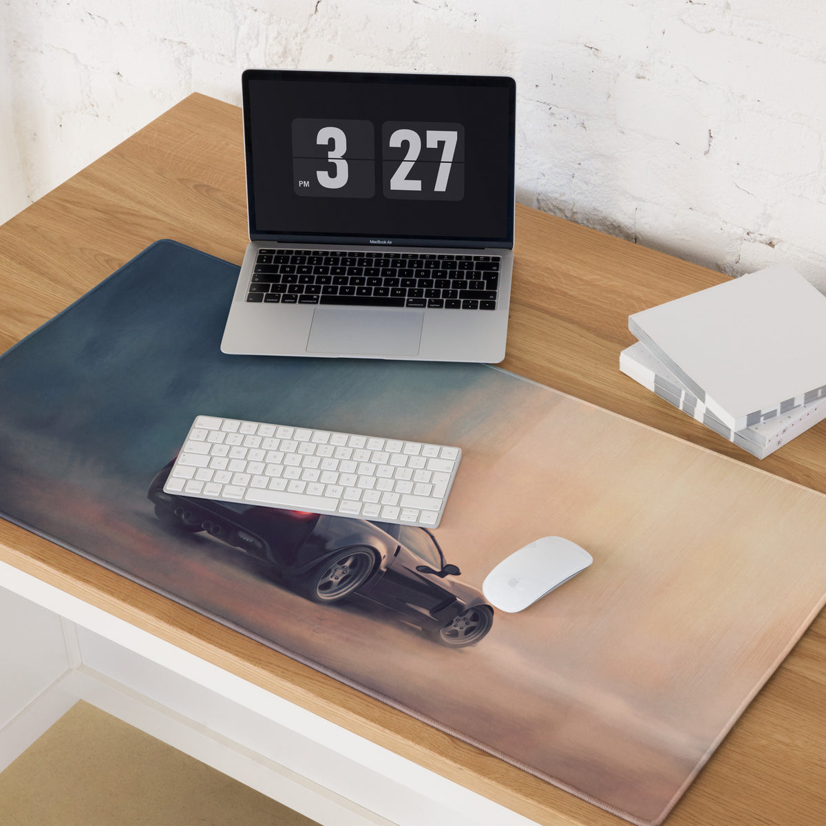 Chevrolet Corvette C6 Inspired Midnight Stealth Rear Desk Mat – Low-Friction Cloth Setup Mousepad