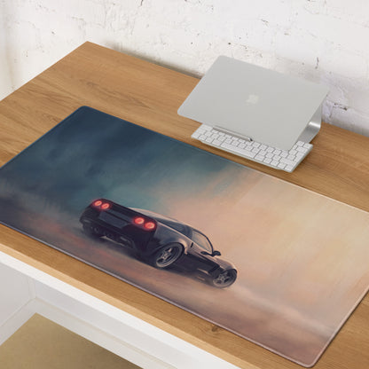 Chevrolet Corvette C6 Inspired Midnight Stealth Rear Desk Mat – Low-Friction Cloth Setup Mousepad