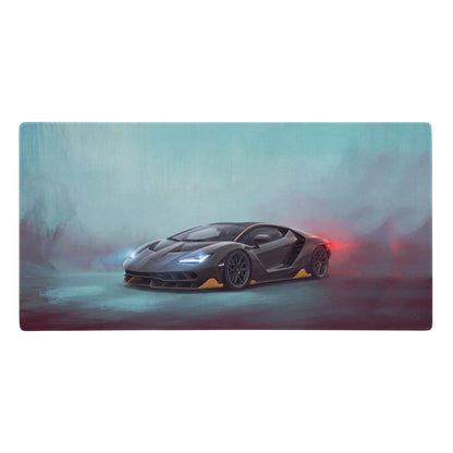 Black and gold lamborghini huracán graphic on carbon gold xl desk mat high precision gaming mousepad