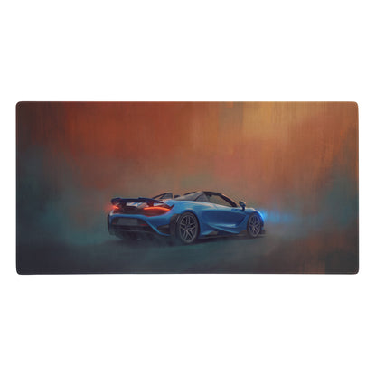 Blue mclaren 720s convertible sports car illustration on curacao blue high precision xl gaming mousepad desk mat