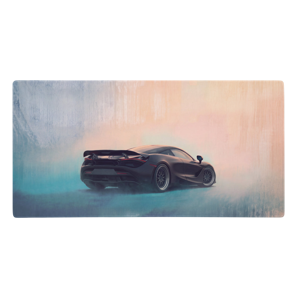 Black mclaren 720s sports car painted illustration on stealth shadow desk mat high precision xl gaming mousepad