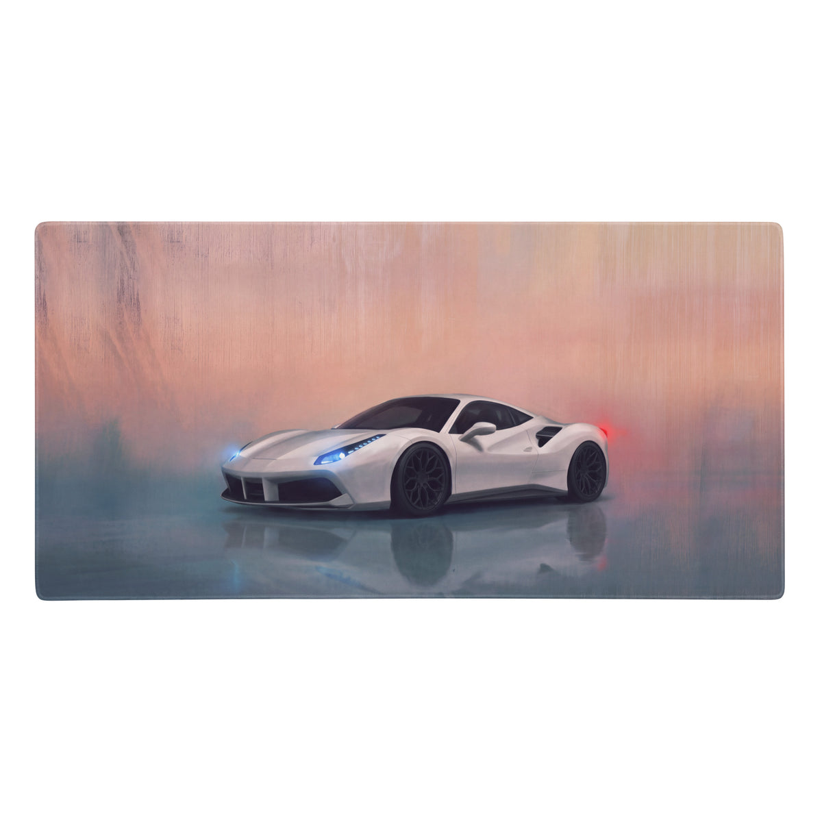 Ferrari 488 gtb inspired bianco edition xl gaming mousepad with white ferrari sports car graphic on durable surface