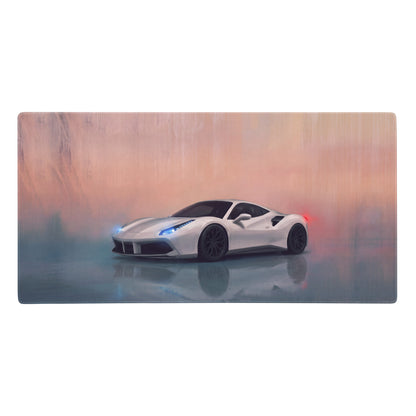 Ferrari 488 gtb inspired bianco edition xl gaming mousepad with white ferrari sports car graphic on durable surface