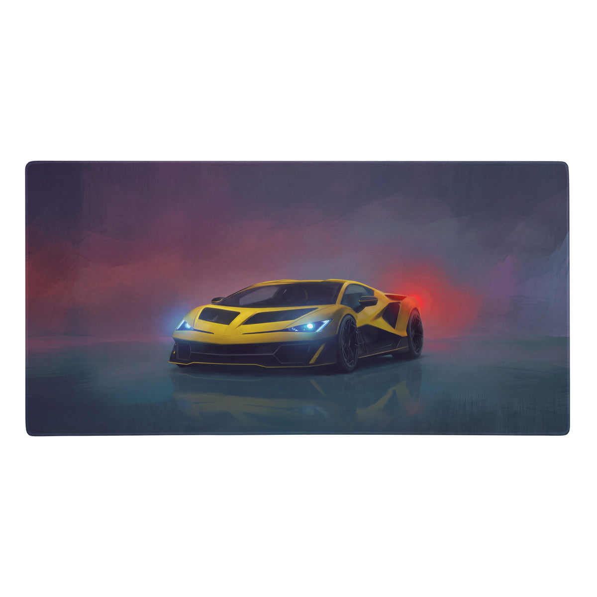 Yellow and black lamborghini revuelto inspired giallo desk pad high precision xl gaming mouse mat with sports car graphic
