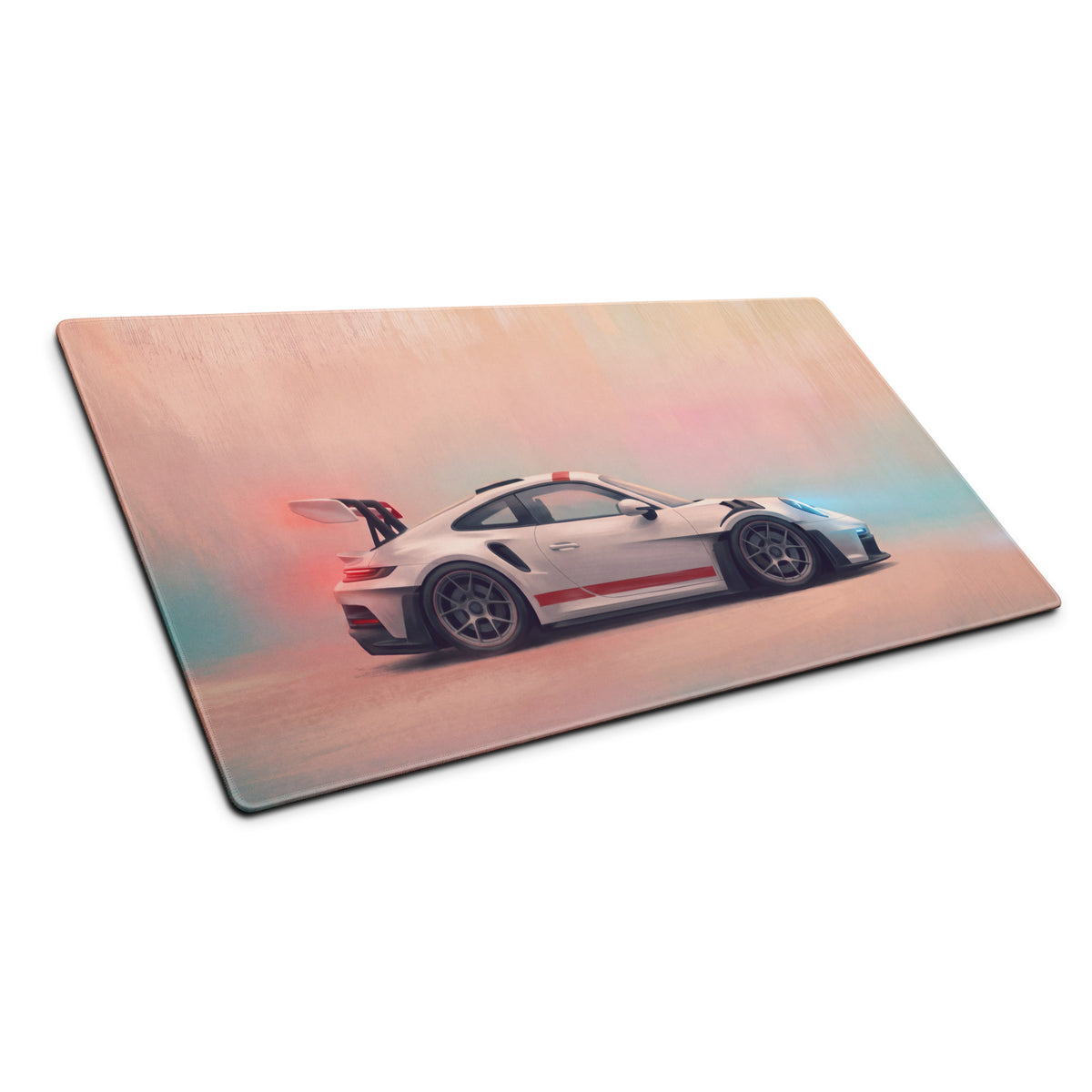 Porsche 911 GT3 RS Inspired Gaming Mouse Pad – White Sports Car Extended Desk Mat