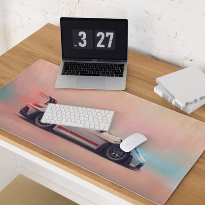 Porsche 911 GT3 RS Inspired Gaming Mouse Pad – White Sports Car Extended Desk Mat