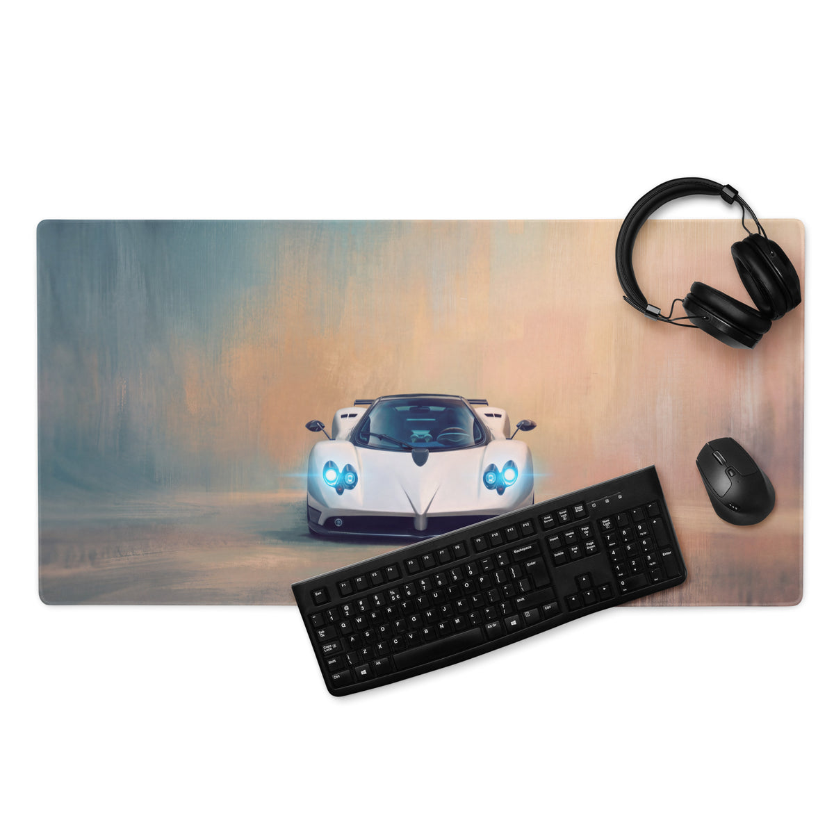 Pagani Zonda Inspired Gaming Mouse Pad – White Supercar Extended Desk Mat