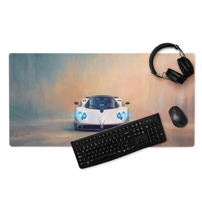 Pagani Zonda Inspired Gaming Mouse Pad – White Supercar Extended Desk Mat