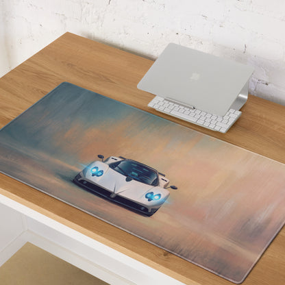 Pagani Zonda Inspired Gaming Mouse Pad – White Supercar Extended Desk Mat