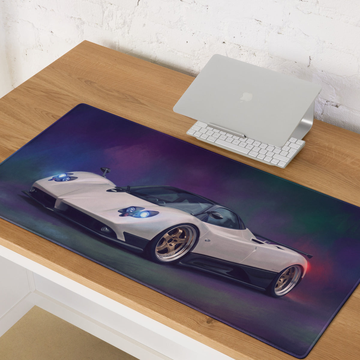 Pagani Zonda Inspired Gaming Mouse Pad – White Hypercar Extended Desk Mat
